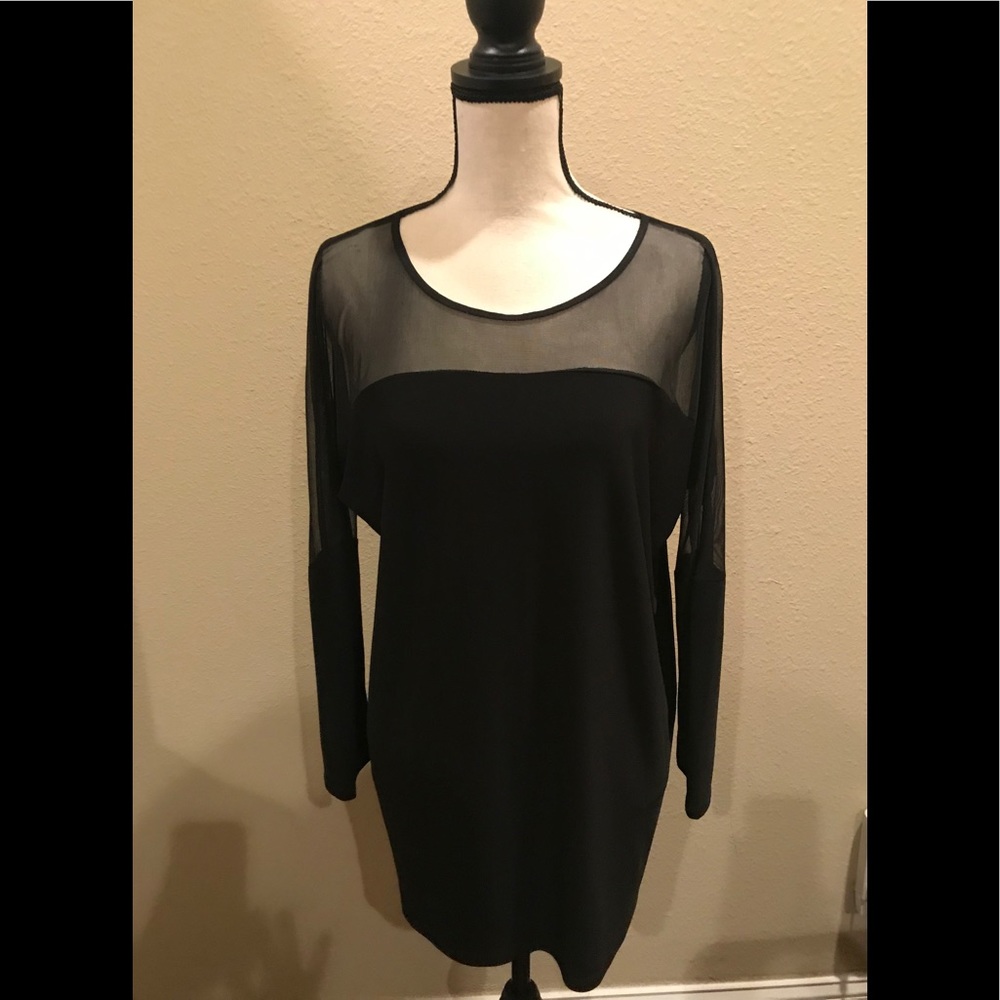 Large black two piece pant ensemble with sheer top - Picture 1 of 5